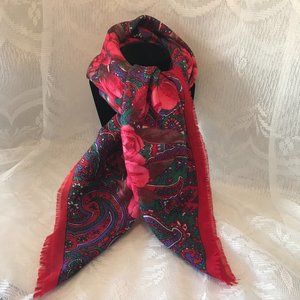 Baar & Beards Vintage Red Rose and Paisley Scarf